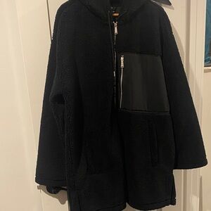 DKNY Black Hooded Jacket with Zipper Detail